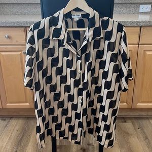 Bultina Women’s Blouse Plus Size 3XL Short Sleeve Sheer Lightweight Tan Black